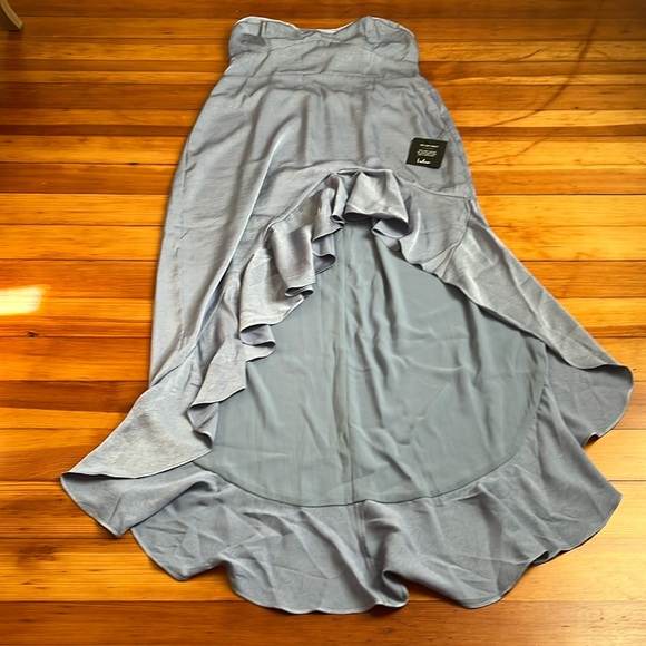 NWT Lulus Blushing Darling Slate Blue Strapless High-Low Maxi Dress - Picture 8 of 10